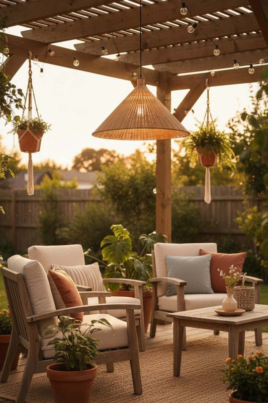 Outdoor Rattan Cone Pendant Light - Relaxing & Natural