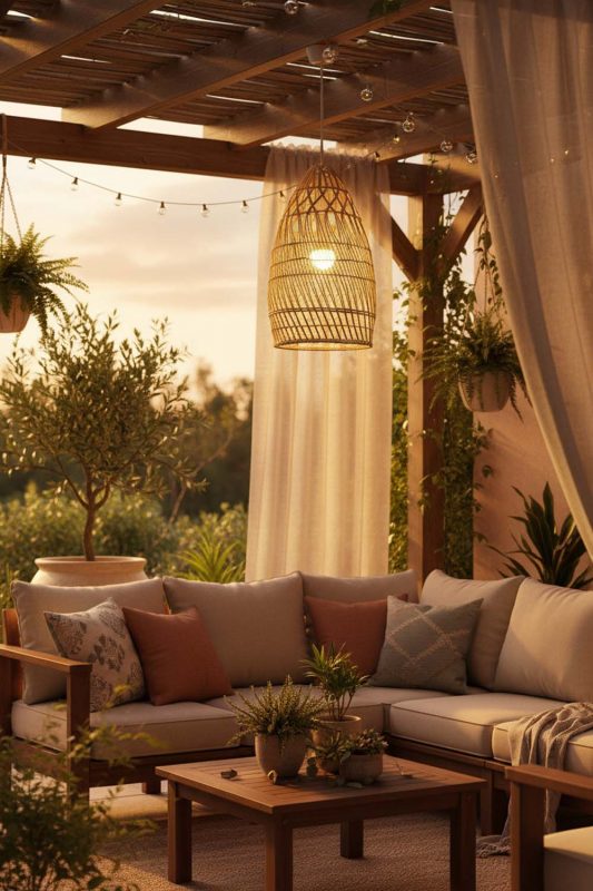 Outdoor Rattan Egg-shaped Pendant Light - Relaxing & Natural