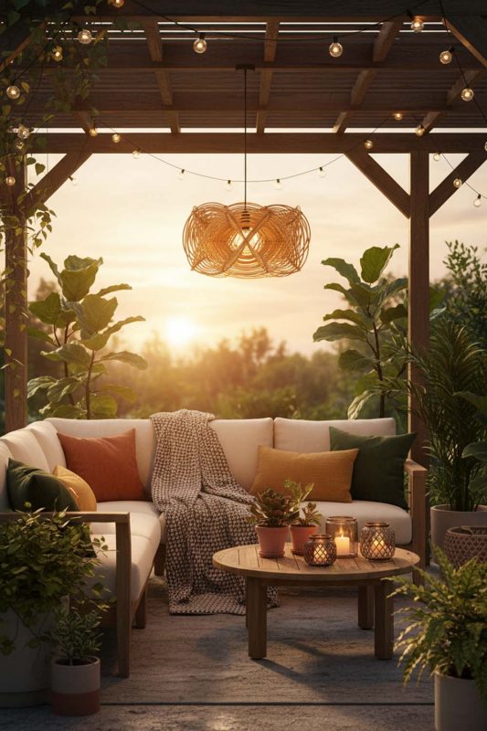 Outdoor Rattan Linear Pendant Light - Fresh & Airy