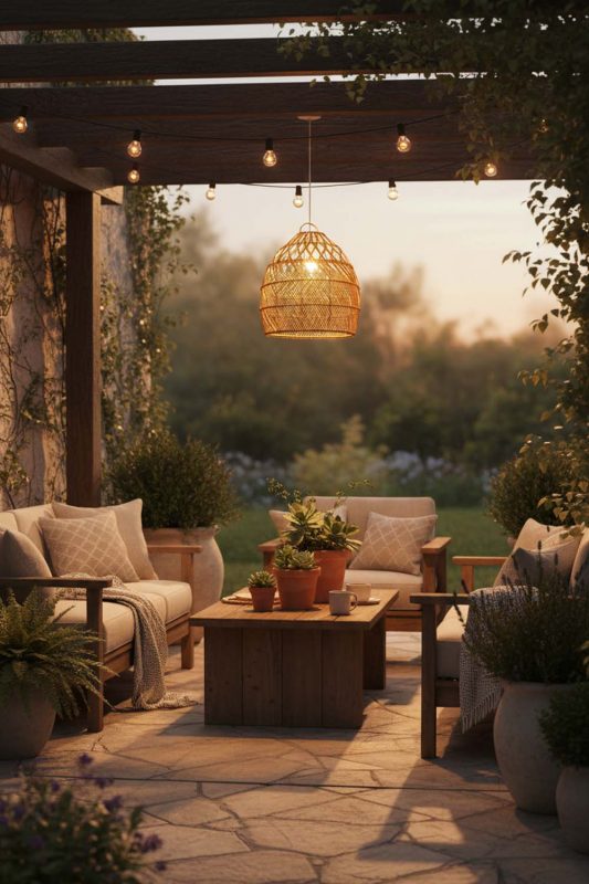 Outdoor Rattan Tapered Pendant Light - Peaceful & Inviting
