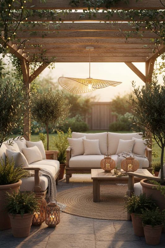 Outdoor Single Bamboo Lotus Leaf Pendant Light - Cozy Outdoor Ambience