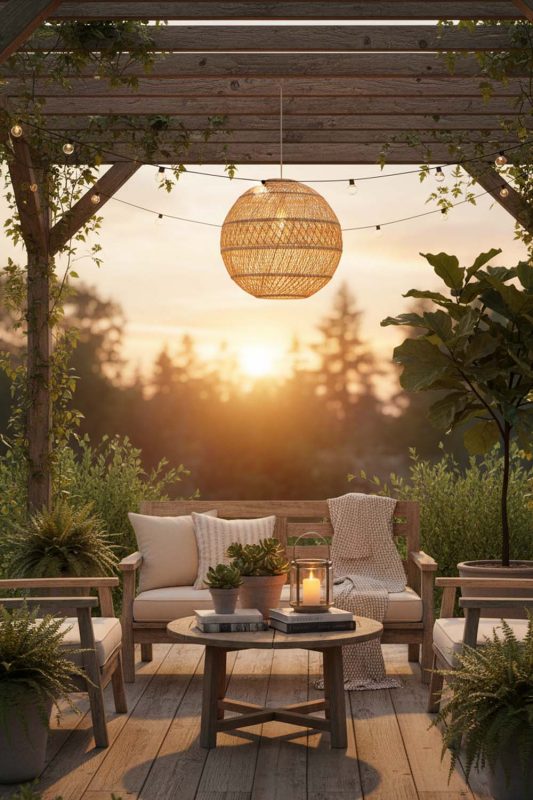Outdoor Sophisticated Rattan Global Pendant - Magical Evening Vibes