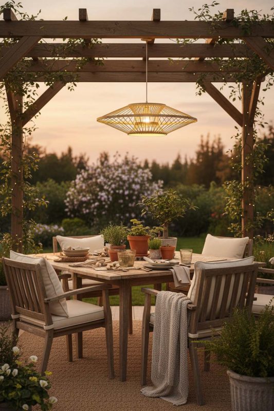 Outdoor Ufo Suspension Bamboo Light - Cozy Outdoor Ambience