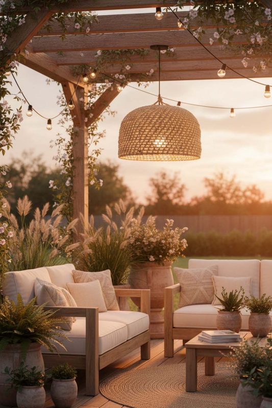 Outdoor Vintage Hemp Rope Pendant Light - Magical Evening Vibes