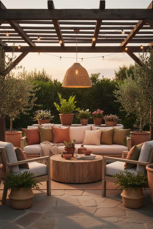Outdoor Wicker Bell Pendant Light - Cozy Outdoor Ambience