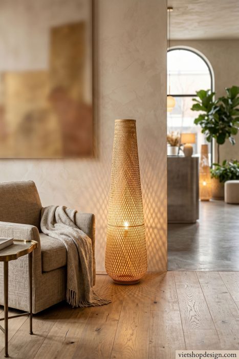 Rattan Floor Lighting Ideas For Warm Commercial Spaces