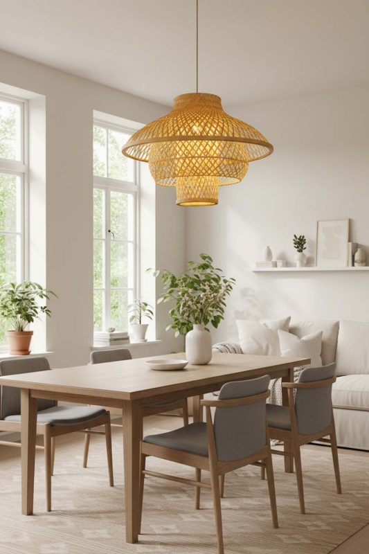 Scandinavian Bamboo 3 Layered Pendant Light - Modern Nordic Feel