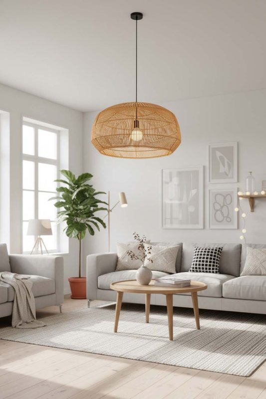 Scandinavian Bamboo Cage Pendant Light A - Soft & Cozy