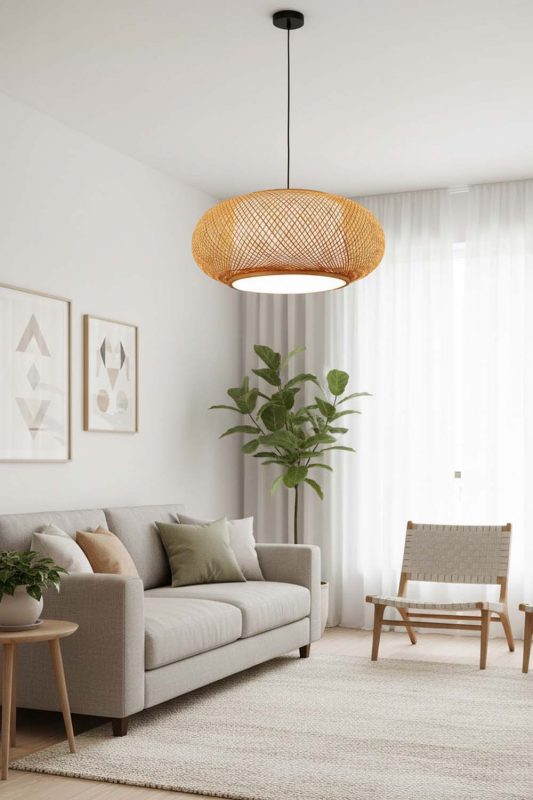 Scandinavian Bamboo Donut Pendant Light - Clean & Minimal