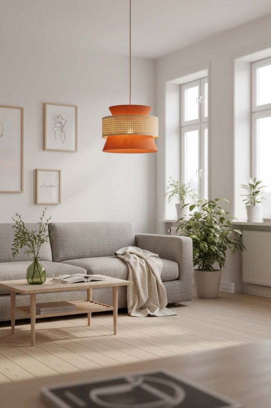 Scandinavian Bamboo Fabric Shade Pendant Light - Modern Nordic Feel
