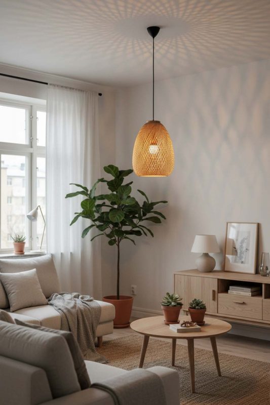 Scandinavian Bamboo Raindrop Pendant Light - Clean & Minimal