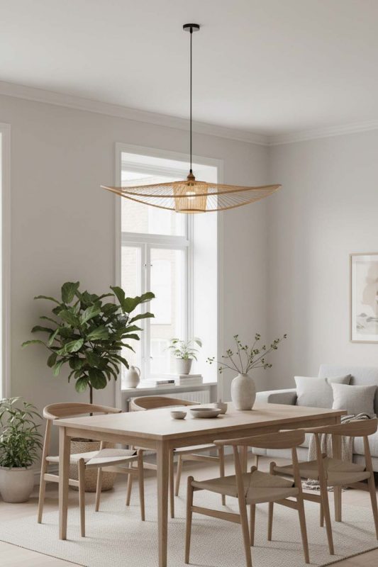 Scandinavian Bamboo Wave Pendant Light - Clean & Minimal