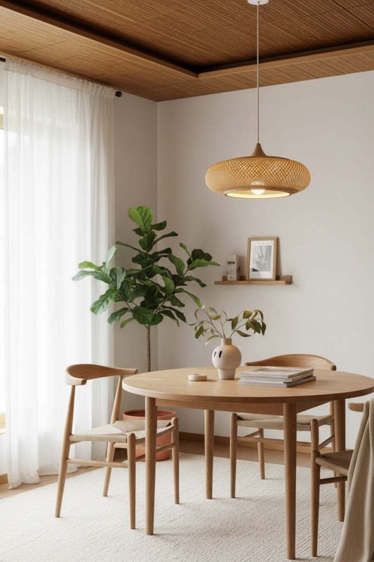 Scandinavian Bamboo Wood Pendant Light - Clean & Minimal