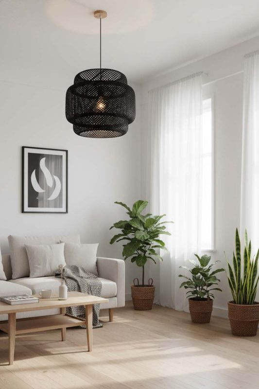 Scandinavian Black Bamboo Sinnerlig Pendant Lamp - Modern Nordic Feel