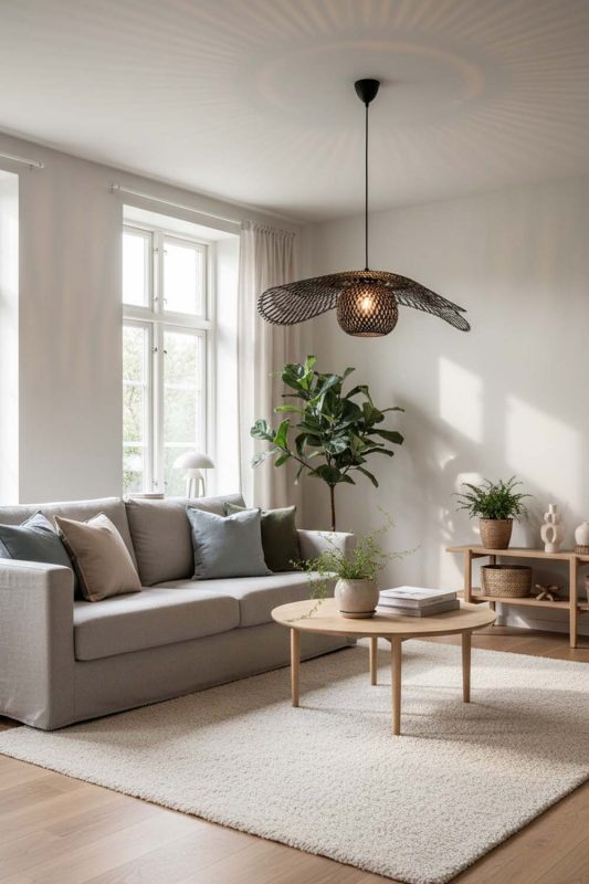 Scandinavian Black Lotus Bamboo Pendant Light - Bright & Airy