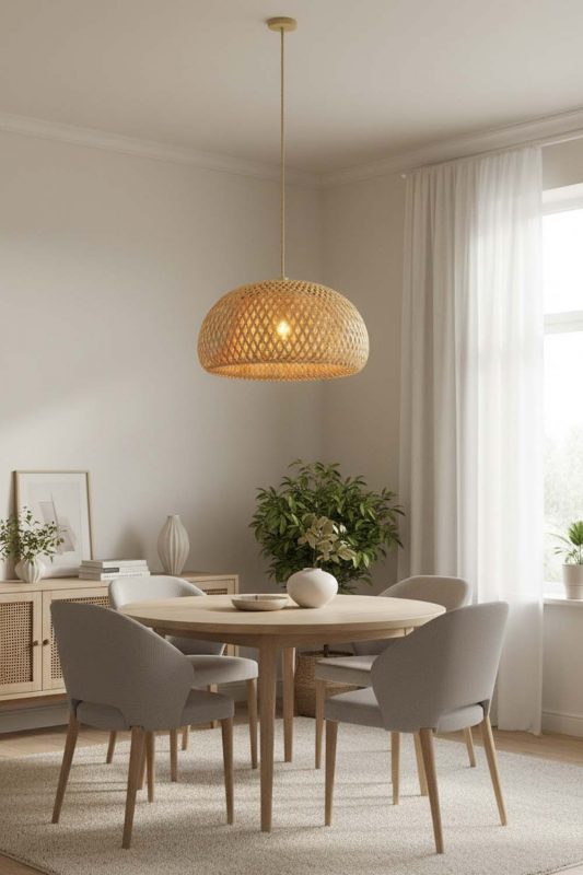Scandinavian Natural Bamboo Basket Light Shade - Simple & Functional