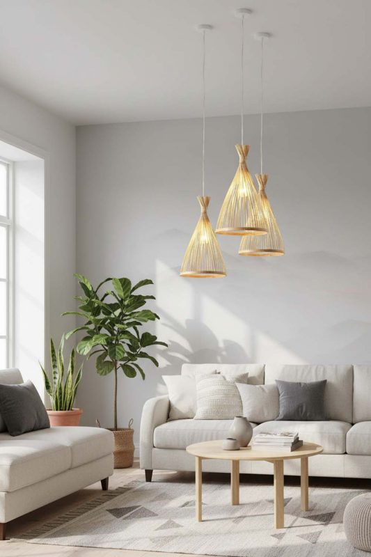 Scandinavian Natural Bamboo Tapered Pendant Light - Soft & Cozy
