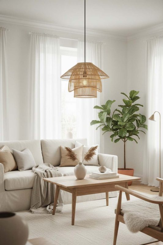 Scandinavian Pagoda Shape Bamboo Pendant Light - Simple & Functional