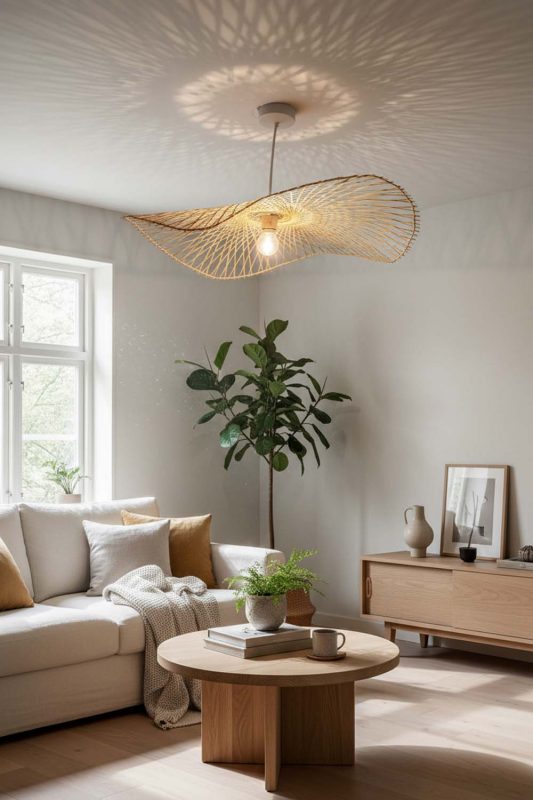 Scandinavian Single Bamboo Lotus Leaf Pendant Light - Soft & Cozy