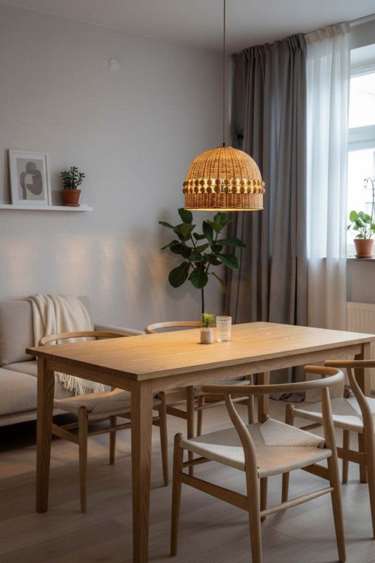Scandinavian Small Bamboo Bell Pendant Light - Soft & Cozy