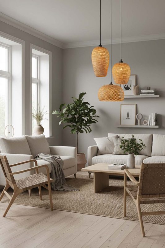 Scandinavian Small Bamboo Cluster Pendant Light - Soft & Cozy