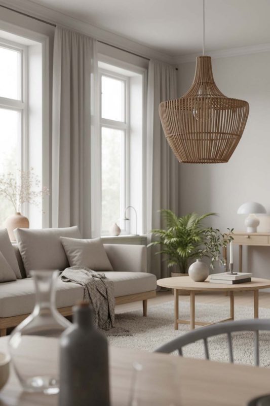 Scandinavian Special Geometric Bamboo Pendant Light - Modern Nordic Feel