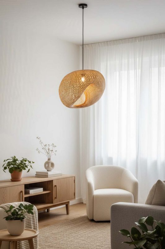 Scandinavian Wicker Bird Nest Pendant Light B - Bright & Airy