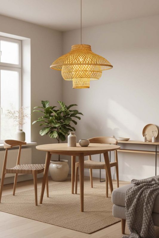 Small Space Bamboo 3 Layered Pendant Light - Minimal & Efficient