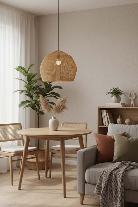 Small Space Bamboo Cage Pendant Light B - Minimal & Efficient