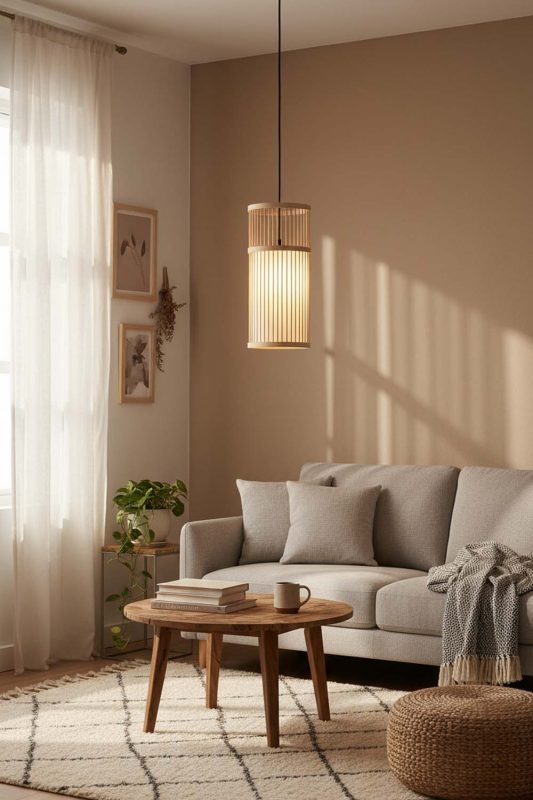 Small Space Bamboo Cylinder Pendant Light - Minimal & Efficient