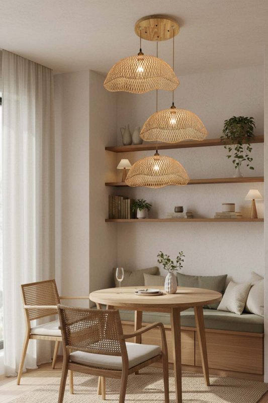 Small Space Bamboo Dome Pendant Light - Compact But Stylish
