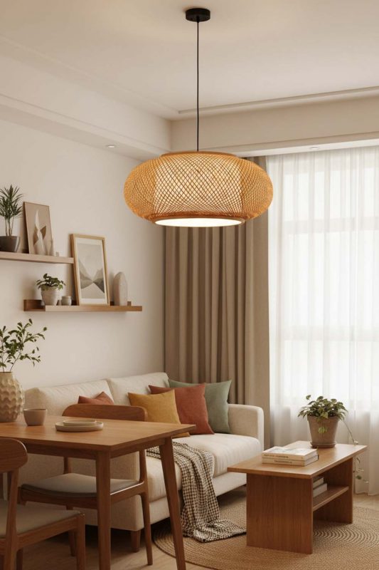 Small Space Bamboo Donut Pendant Light - Compact But Stylish
