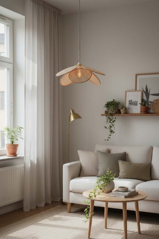 Small Space Bamboo Petal Pendant Light - Minimal & Efficient