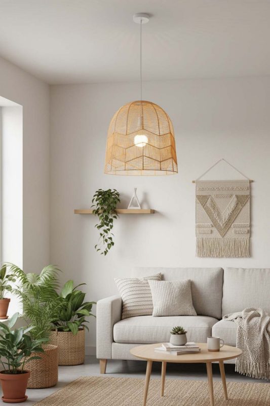 Small Space Beige Rattan Birdcage Pendant Light - Small But Mighty