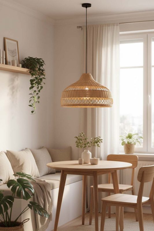 Small Space Beige Rattan Radiant Pendant Lights - Compact But Stylish