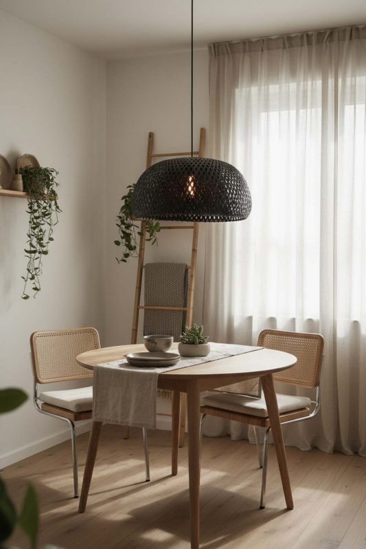 Small Space Black Bamboo Basket Light Shade - Compact But Stylish
