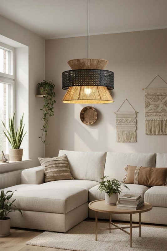 Small Space Black Bamboo Silk Pendant Light - Compact But Stylish