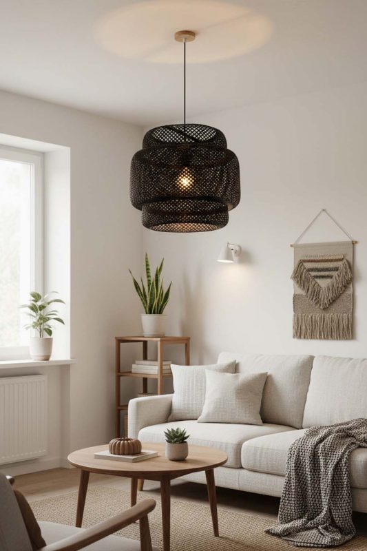 Small Space Black Bamboo Sinnerlig Pendant Lamp - Minimal & Efficient