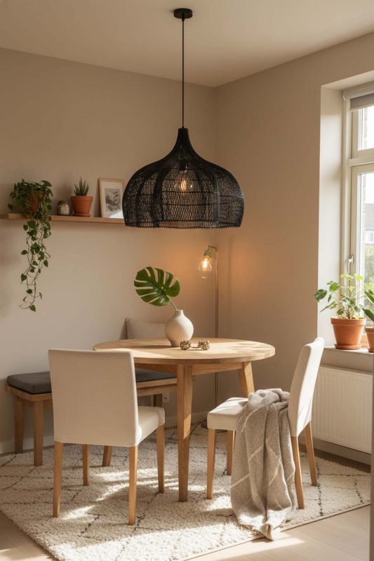 Small Space Black Bloom Rattan Pendant Light - Clever & Functional