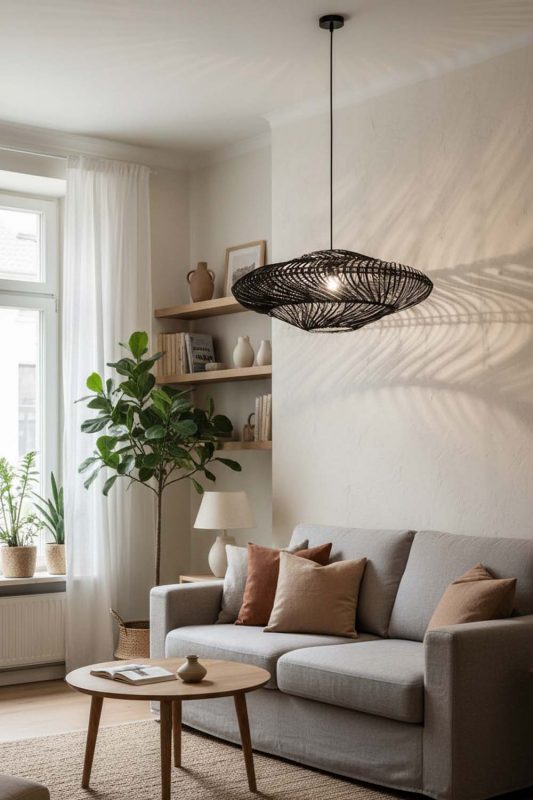 Small Space Black Ufo Shades Rattan Lamp - Small But Mighty
