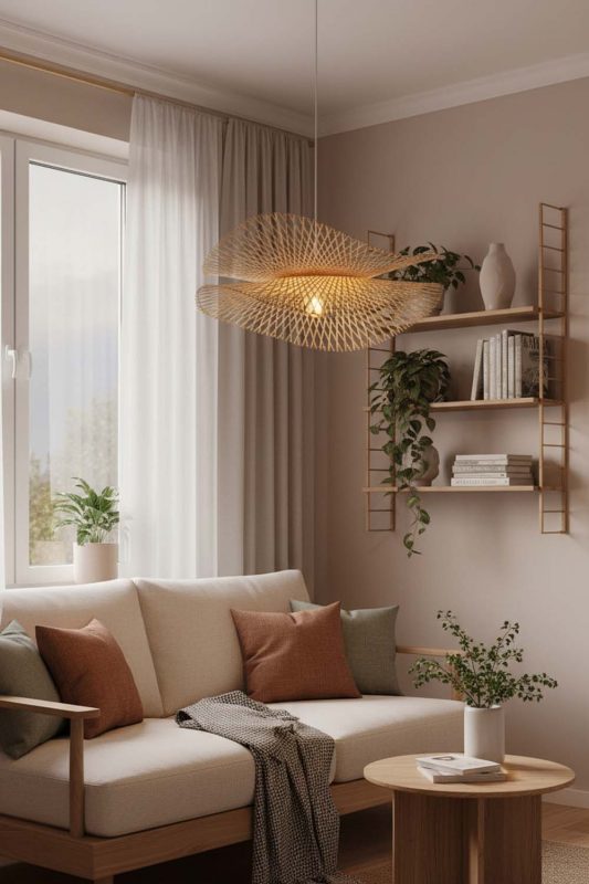 Small Space Double Bamboo Lotus Leaf Pendant Light - Minimal & Efficient
