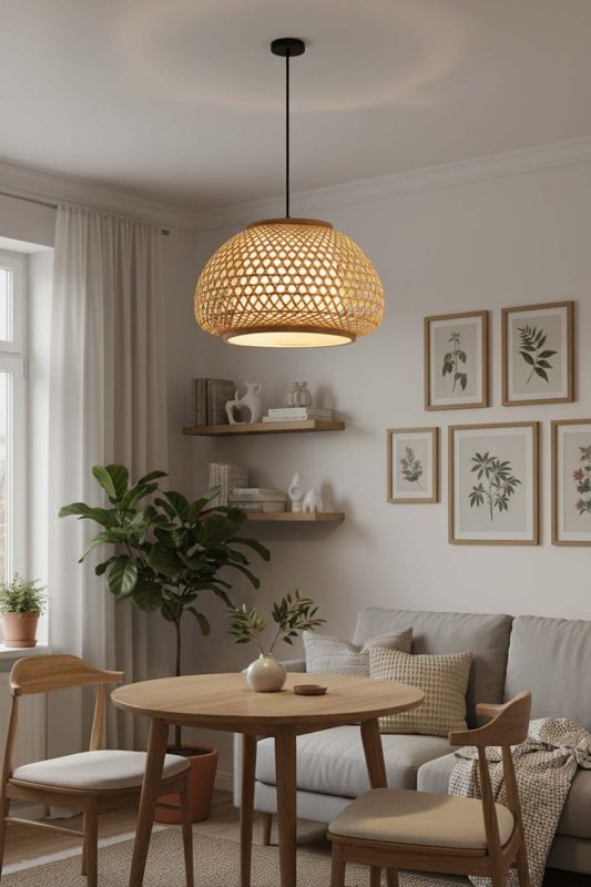 Small Space Lattice Bamboo Pendant Light - Compact But Stylish