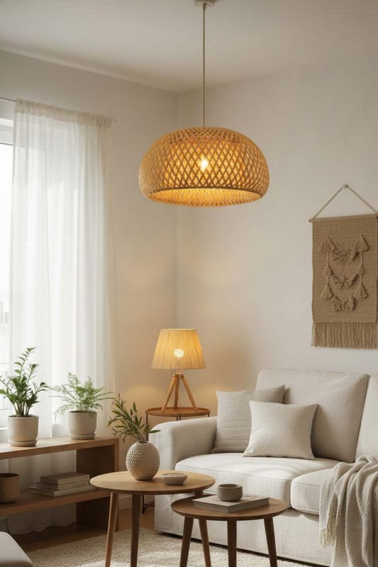 Small Space Natural Bamboo Basket Light Shade - Small But Mighty