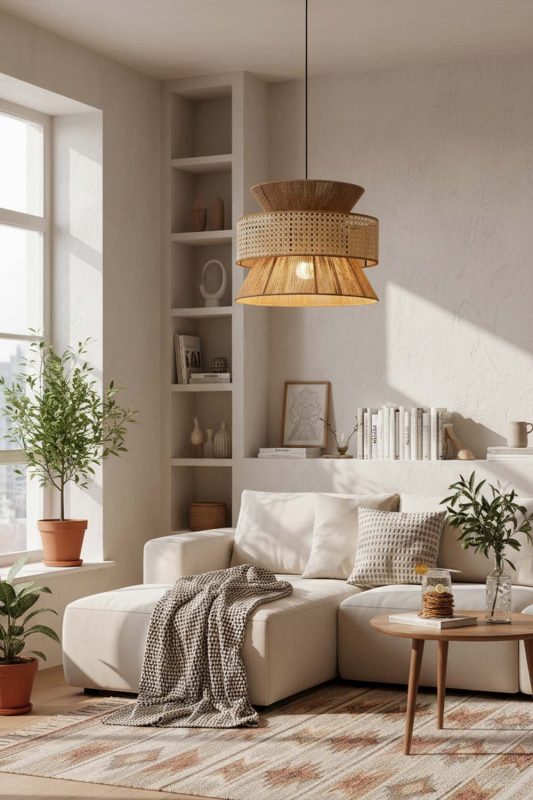 Small Space Natural Bamboo Silk Pendant Light - Small But Mighty