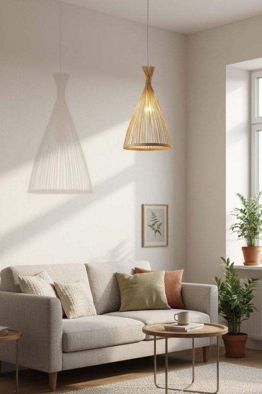 Small Space Natural Bamboo Tapered Pendant Light - Clever & Functional