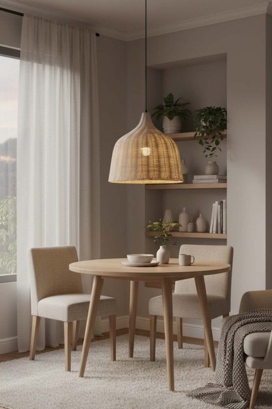 Small Space Rattan Basket Pendant Light Natural - Minimal & Efficient