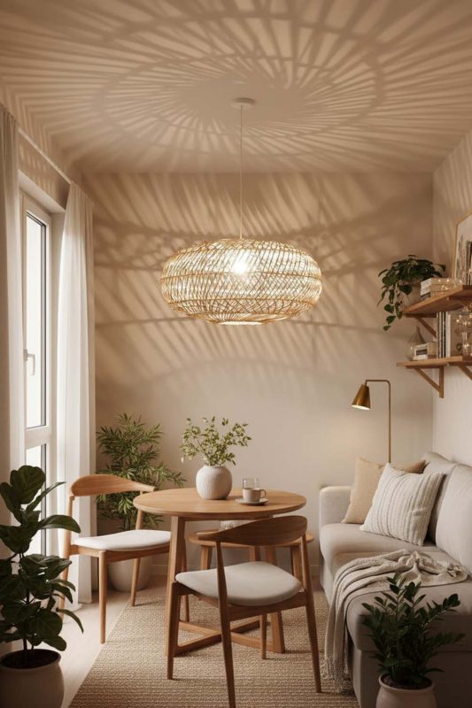 Small Space Sophisticated Rattan Round Pendant - Compact But Stylish