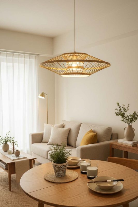 Small Space Ufo Suspension Bamboo Light - Clever & Functional