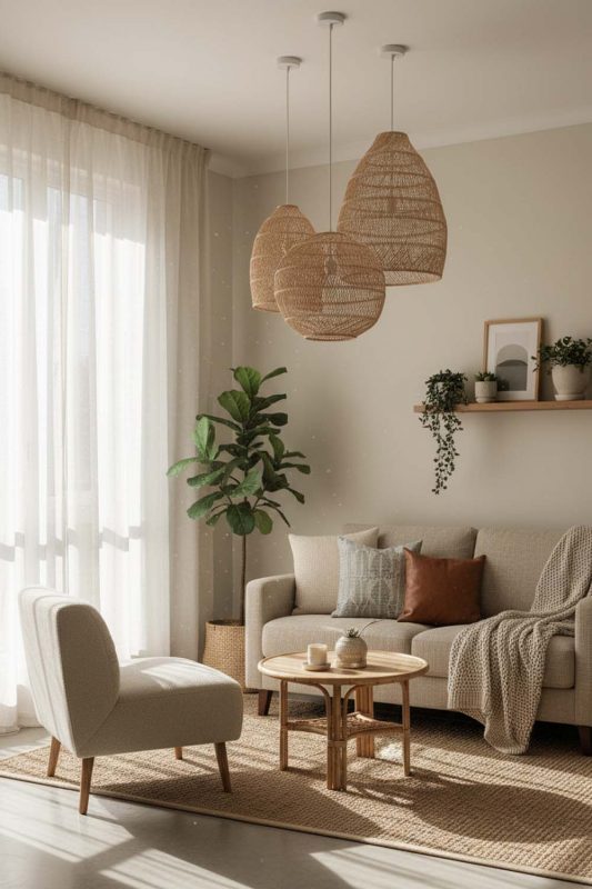 Small Space Wicker Rattan Sophisticated Pendant - Minimal & Efficient