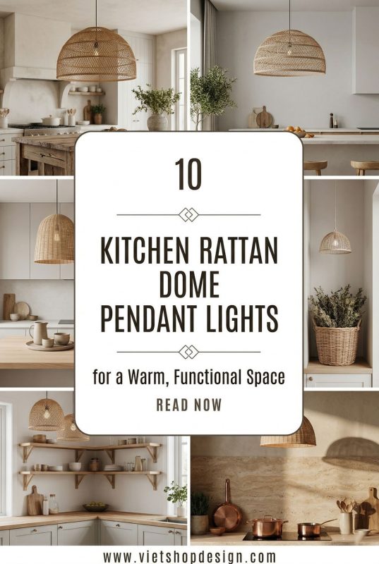 10 Kitchen Rattan Dome Pendant Lights For A Warm, Functional Space - Functional Kitchen Decor Inspo